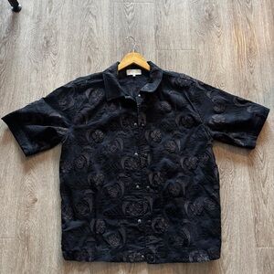 Kith Chain-Stitched Woodpoint Shirt. Black. Mens Large.